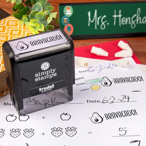 Custom Self-Inking Stamps | 49 Designs | Fun Phrases | Grading Made Easy | Classroom & Library Book Stamps (Bravacado, Large) - Image 3