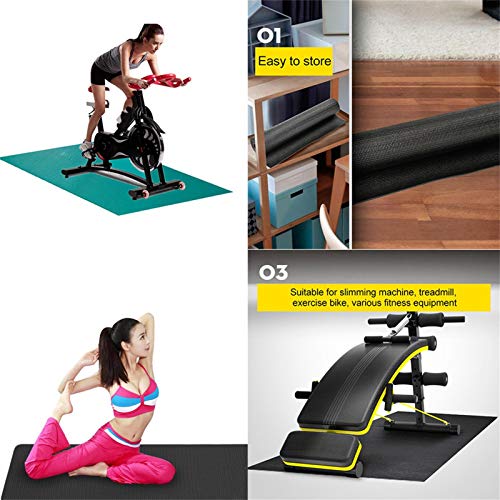 Tapete para caminadora amortiguador de golpes, tapete antideslizante para gimnasio en casa, protector de piso para caminadoras, bicicletas estáticas, banco de pesas, remo y entrenador elíptico, 180x60cm miniatura 5