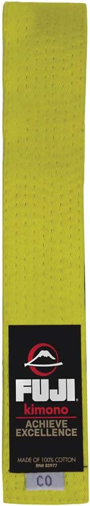 FUJIKids Brazilian Jiu Jitsu Belt with Rank Bar, BJJ Belt for Children
