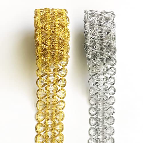 Levylisa 10.9 Yards Metallic Braid Lace Trim Lace Ribbon Decorated Gimp Trim For Sewing And Crafting (Gold) #TOP2