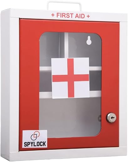 ROVERTR Large Metal First Aid Box – Wall Mountable Emergency Medical Kit with Multi-Partition Storage, Transparent Acrylic...