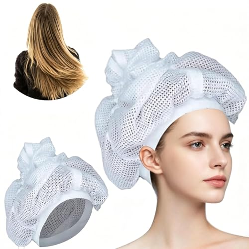 Net Plopping Bonnet for Curly Hair,Mesh Hair Plopping Cap with Adjustable Drawstring,Lightweight Quick-Drying Net Hair Bonnet for Defining Curls,Reducing Frizz,Suitable for All Hair Types (1PCS)
