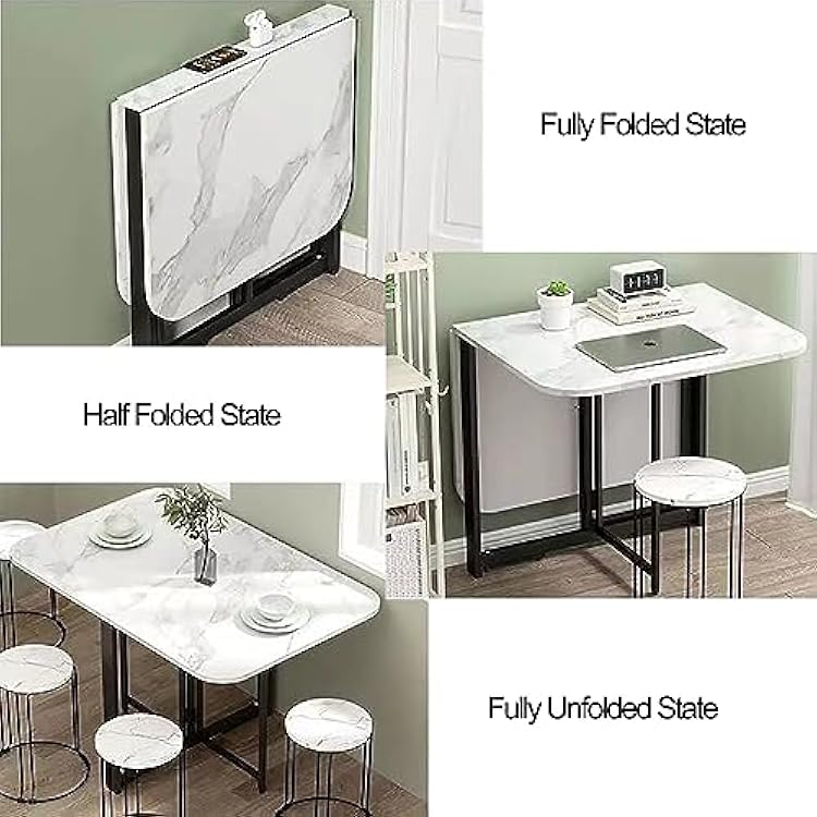 Drop Leaf Dining Table, Folding Dining Table, Wooden Foldable Kitchen Table, Multifunction Expandable Table, Foldable Extendable Space Saving Furniture, Foldable in 3 Forms, for Kitchen, Living Room (