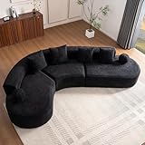 Luscriate Sofá esquinero XXL Cloud de 327 cm en forma de L, negro (negro-5S)