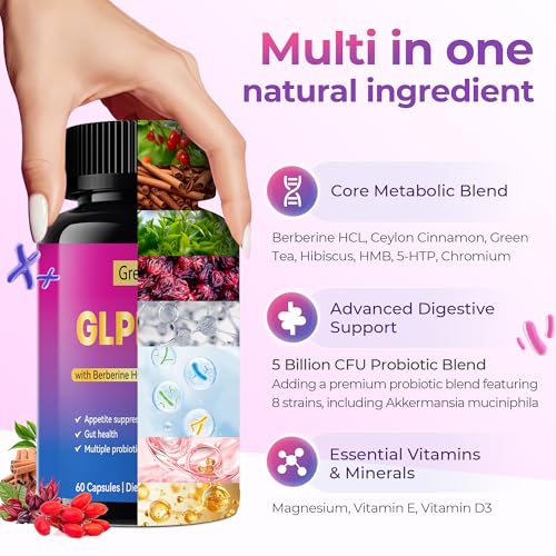 Grevol GLP1 Support Supplement for Women : Berberine Supplement with Ceylon Cinnamon & Akkermansia for Weight Management - Appetite Suppressant & Metabolism Support – 60 Capsules — view 2