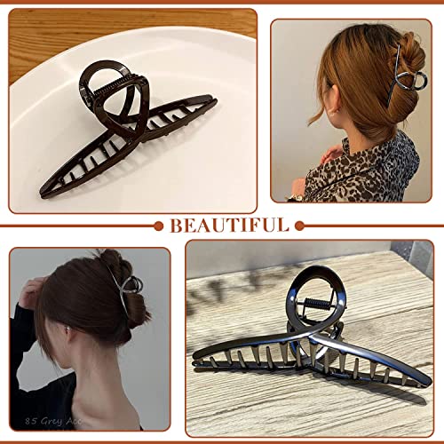 Aibee Hair Claw Clips, Large Metal Hair Clips For Thick Thin Hair, 2023 Stylish Big Jaw Clips For Hair, Butterfly Hair Clips,4 Pack Long Hair Clips For Women (Metallic Black) #TOP3