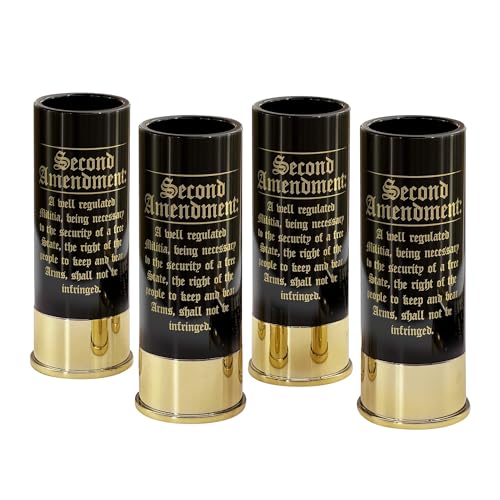 MyGiftHub 12 Gauge shot glasses- Set of 4 Novelty Gag shots with 2nd Amendment-Novelty Gag Gift for Mens-Make Every Xmas/Birthday/National Day Special