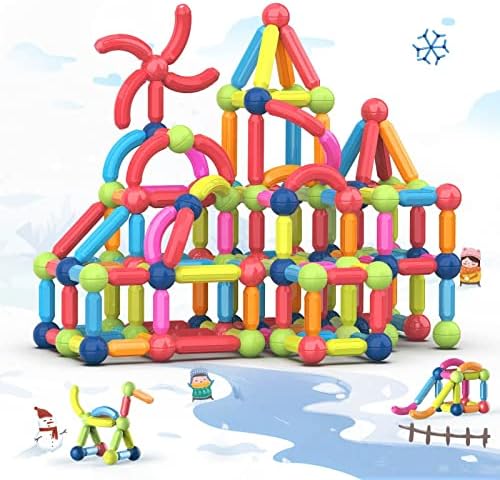 Wotalk Magnetic Balls and Rods Set, 66PCS Magnet Blocks Sticks, Educational Construction Buildingfor Toddlers, STEM Magnet Toys Gifts for Kids Age 3+