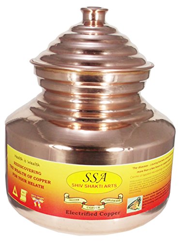 SHIV SHAKTI ARTS Handmade Pure Copper Chari Matka Pot Jaldhara With Lid Capacity 4500 Ml