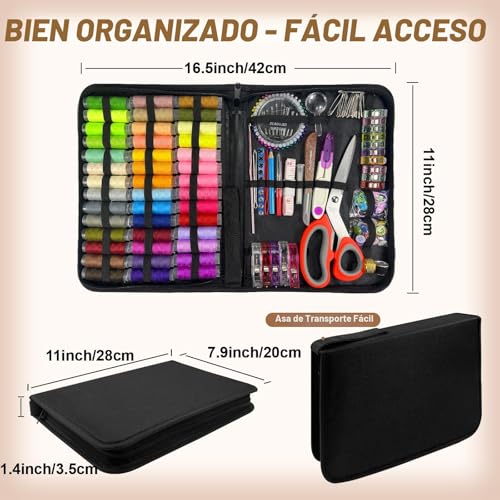 Miniatura 9 de Kit De Costura Para Adultos, Kit De Hilo De 50 Colores, 295 Piezas De Accesorios Profesionales De Costura, Incluye Hilo, Tijeras Ergonómicas, Agujas Y Más, Mini Kit De Costura Para Principiantes