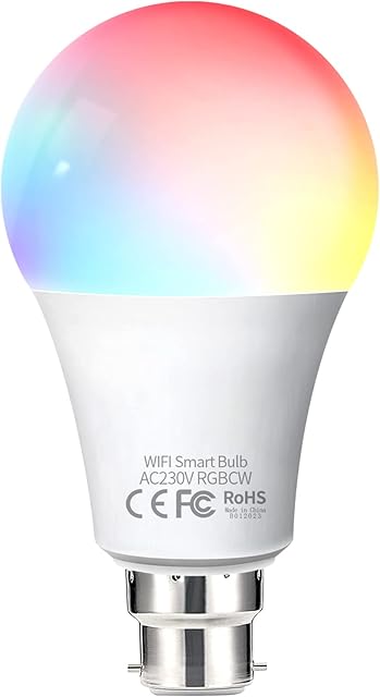 WiFi Smart Bulbs Alexa Light Bulb B22 Bayonet, Fitop Dimmable White and Colour Changing Light Bulb, 10W 1000LM=90W RGBCW LED Compatible with Alexa/Google Home/Siri, 2200K-6500K, No Hub Required 1 Pack