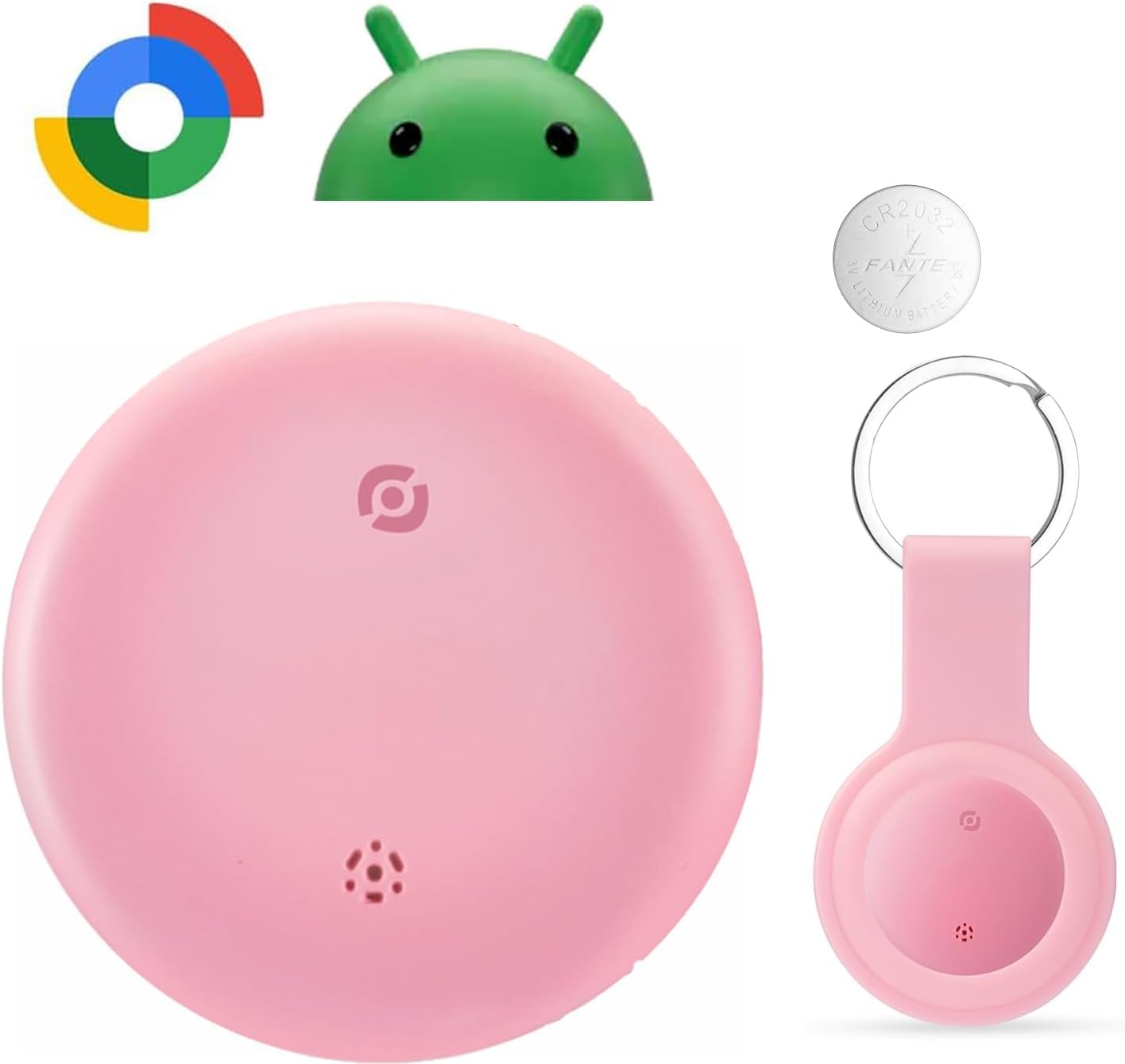エアタグ android 紛失防止タグ Google の「デバイスを探す」に対応(Android端末のみ-9.0以上のシステム) 小型 gps アンドロイド対応 忘れ物防止 車両追跡/盗難対策/財布忘れ物防止 タグ 追跡タグ 超軽量 高齢者に良い/スマホ/カバン/キー/荷物/電池交換可能 日本語説明書付き(ピンク)