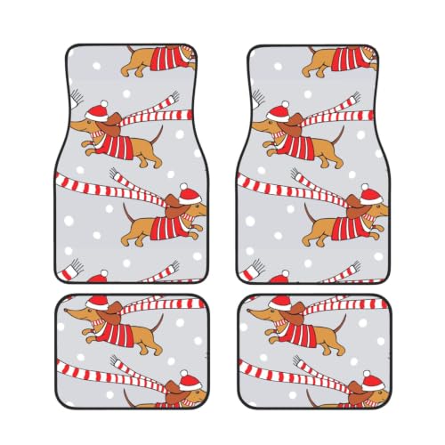 Alfombrillas coche antideslizantes neopreno perro salchicha navideño juego de 4