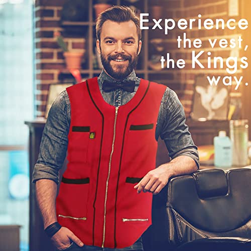 Barber Vest, Men's Hair Water And Water Repellent Vest For Barbers, Lightweight & Breathable Hair Cutting Vest (Red, XL)4