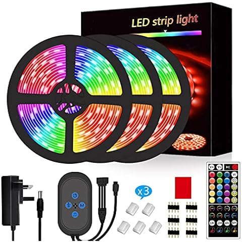 segrass RGB LED Strip Light 15m,Music Sync LED Light Strips,Color Changing,SMD 5050,LED Lights for Bedroom,Home,TV,Party,Decoration(3 Rolls of 5m) Cover