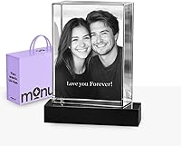 Vista 10 de Monume Retrato de cubo de paisaje de cristal 3D (Mini) – Foto de cristal personalizada grabada con láser hecha de vidrio transparente – Incluye base