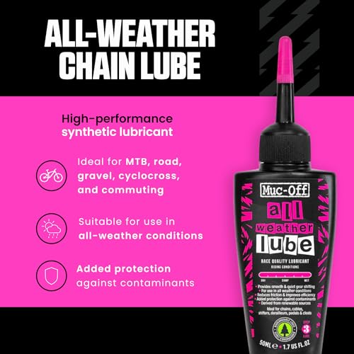Muc-Off All-Weather Chain Lube, 50 ml - Lubrificante Catena Bici Biodegradabile, Olio Catena Bici di Tutti i Tipi - Formulato per Tutte le Condizioni Atmosferiche - 2
