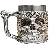 skull choppers 【SAVOIR-FAIRE EXQUIS】Cette tasse à café Squelette présente un corps argenté orné de motifs dorés complexes, chacun soigneusement sculpté. Les motifs dorés s'étendent sur le front, les pommettes et la mâchoire du crâne, créant des contrastes de couleurs saisissants qui rehaussent son éclat tout en lui conférant une touche d'opulence et de charme vintage. Ce modèle témoigne d'un savoir-faire exceptionnel et d'un engagement indéfectible envers la qualité.