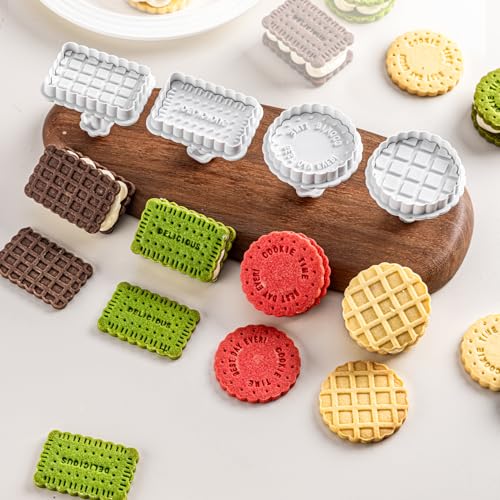 Cookie Stamps Set, 4 Pcs Waffle Pattern Cookie Mold Biscuit