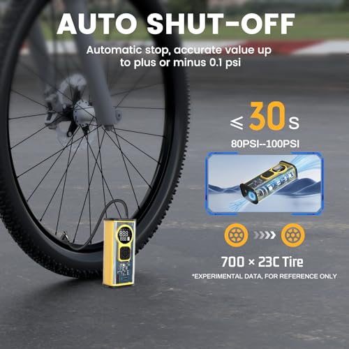 Vogma Mini Bike Tire Pump With Guage, 30S Fast Inflate Bike Tire Pump, 150Psi Portable Bicycle Tire Pump With Auto Stop, Electric Bike Pump thumb #1