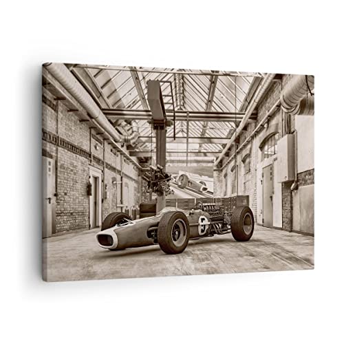 Toile Formule 1 rétro décoration de salon élégante cadre mural horizontal 70x50cm