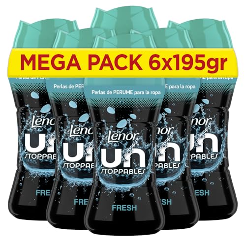 Lenor UNstoppables Perlas de Perfume para la Ropa, 96 Lavados (6 x 195g), Suavizante con Fragancia Fresca, Potenciador de Frescor