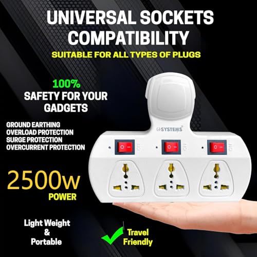 Image of Multi Plug Socket 3+3, Individual Switches, Led Indicators - Extension Board (Cordless) White