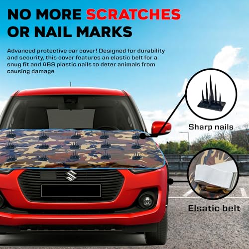 Image of Car Protection Cover from Dogs, Pets and Animal Waterproof Dustproof → Protection Bonnet Anti Climb of Dogs Keep Safe Scratches on the car via Street Dogs, Spike Nail Cover Compatible for All Cars
