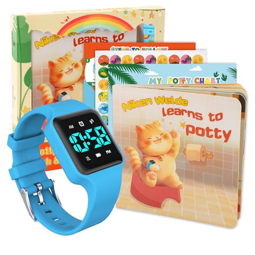 Image of Toddler Potty Training Set - Potty Training Watch with Musical /Vibration Countdown Alerts, Fun Board Book, Progress Chart & Reward Stickers - Interactive Potty Training Kit for Kids Ages 2-6