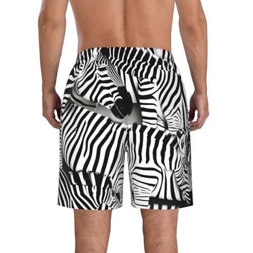 Zebra Print Mens Casual Shorts Drawstring Summer Beach Stretch Shorts Novelty Swimtrunks3
