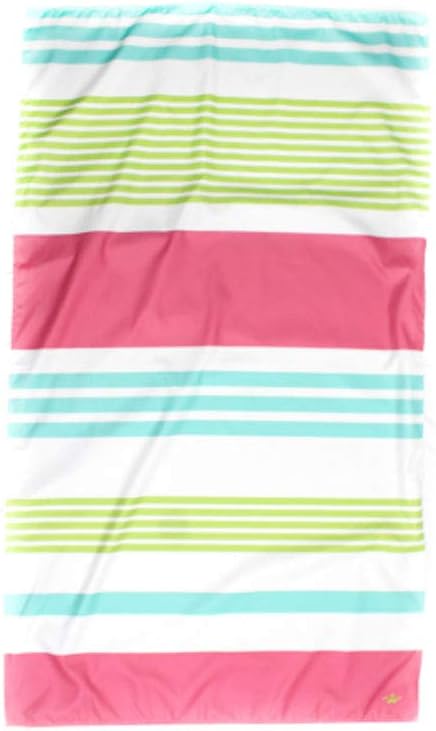 The Royal Standard Giant Microfiber Beach Towel, Aqua/Pink/Green Stripe, 70X40