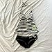 2 Piece Y2k Halter Bikini Sets Women Sexy Swimsuit Beach Set Cute Summer Going Out Outfits 2025 Vacation 2000s (Black Striped,Small)