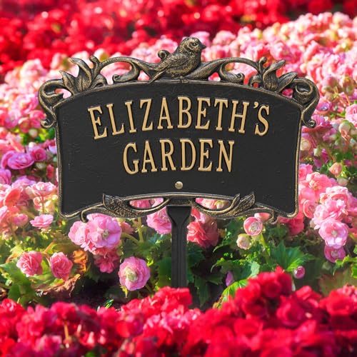 2 Line Personalized Aluminum BIRD Garden Plaque 14.25"W x 9.5" H