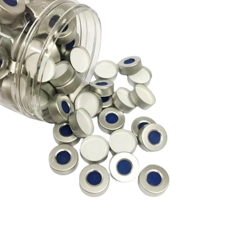 Tapón de aluminio 20 mm con septos PTFE/silicona para viales cromatografía 10 ml/20 ml paquete 100