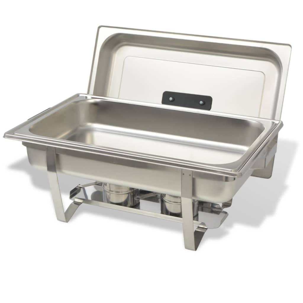 Chafing Dish - Set di 2 scaldavivande in acciaio inox con stazione di servizio Bainmarie per catering, gastronomia, feste, cucina, sala da pranzo, ristorante, hotel, feste, brunch, banchetti