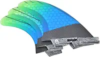 Cosiki Barbatanas de Prancha de Surf de Fibra de Vidro, Conjunto de 3 Peças Com Cor Gradiente Verde, Flexível e Estável para Prancha de Surf, Ondas Ocas, Férias No Mar