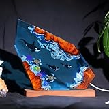 Drawelry 3D Harz Ozean Nachtlicht Tier Figuren Ornamente mit Holz Sockel Epoxidharz Marine Wale Haie Taucher Statue Mehrfarbige USB-Kabel Tischlampe für Wohnzimmer Schlafzimmer Kinderzimmer Deko (A12)