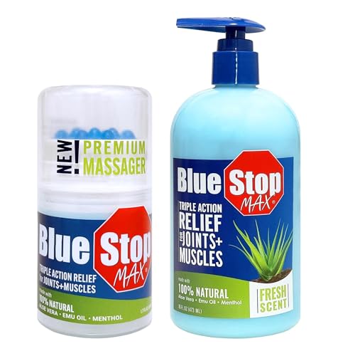 Image of Blue Stop Max Massage Gel for Body Aches, 16 oz + Mini 1.7oz Applicator