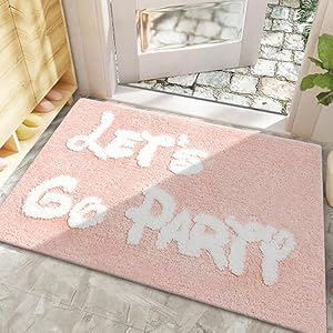 Bath Rug, Pink 17.7x25.5 inch, Non Slip Bathroom Rug, Let's Go Party Design, Farmhouse Style, Machine Washable Bath Rug Pink 177×255 inch Non Slip Bathroom Rug Lets Go Party Design Farmhouse Style Machine Washable