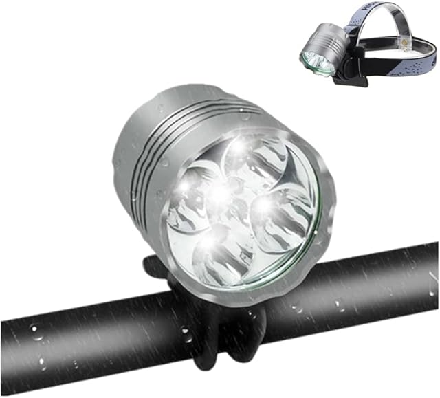 Bike Light Bicycle Head Lamp Cycling Headlight 5 LED MTB Waterproof Mountain Bike Front Light Headlamp with 5200mAh Rechargeable Battery Pack