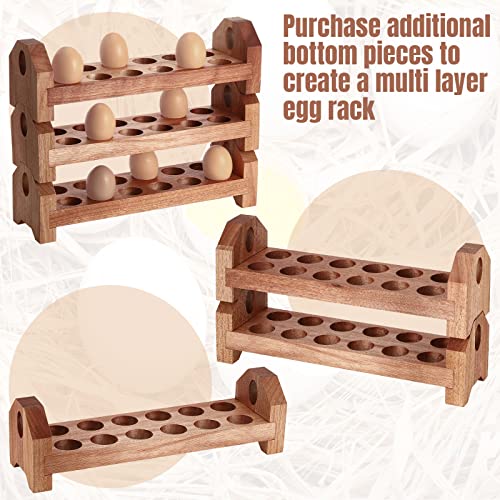 Wooden Egg Holder Countertop Egg Storage Trays Hold Fresh Egg Stackable Deviled Egg Tray Organizer Rustic Egg Rack Container For Kitchen Counter Display (Three Layers, 14 X 4 X 4 Inch) #TOP2