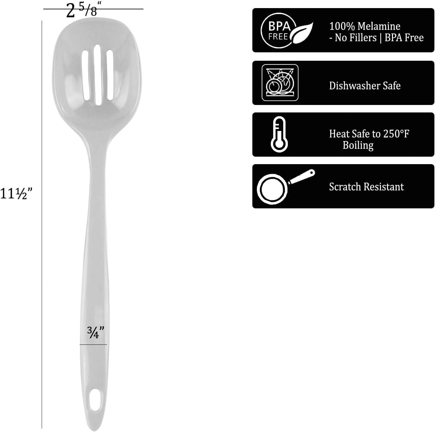Reston Lloyd Melamine Slotted Spoon Kitchen Utensil, Premium Quality Utensil with Heat Resistant Ergonomic Handle, Durable BPA-Free Plastic, 11.5 inch long, One Piece image 3