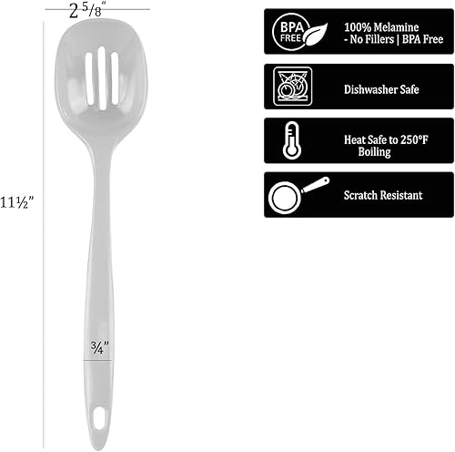 Vista 18 de Reston Lloyd Cuchara ranurada de melamina utensilio de cocina de alta calidad con mango ergonómico resistente al calor, plástico duradero sin BPA