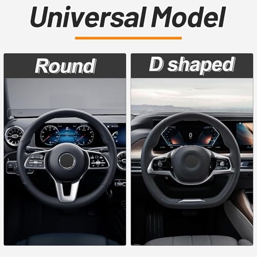 Image of KAFEEK Elastic Stretch Steering Wheel Cover, Universal 15 Inch, Light Blue