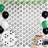 OQOQ Soccer Fringe Curtains Backdrop(2 Packs), 3.3x6.6ft Soccer Themed Birthday Party Decoration Sports Tinsel Streamers Photo Booth Props for Sports Themed Party Decor Supplies Favors