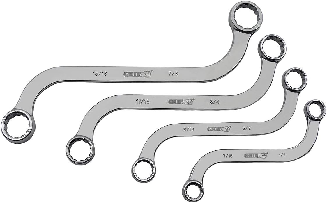Grip 10 pc Professional "S" Shaped Wrench Set - MM: 8 x 10, 12 x 13, 14 x 15, 17 x 19, 20 x 22 - SAE: 5/16” x 3/8”, 7/16” x 1/2”, 9/16” x 5/8”, 11/16” x 3/4”, 13/16” x 7/8”