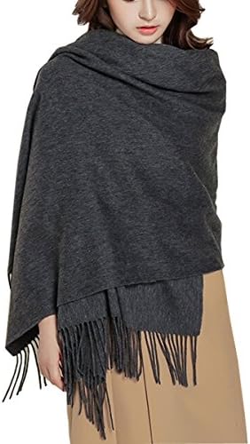 Womens Long Scarf Solid Color Winter Warm Wool Thick Large Shawls Wrap(200x78cm) (gray)