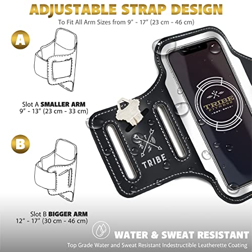 TRIBE Running Phone Holder Armband. iPhone & Galaxy Cell Phone Sports Arm Bands for Women, Men, Runners, Jogging, Walking, Exercise & Gym Workout. Fits All Smartphones. Adjustable Strap, CC/Key Pocket - Thumbnail 5