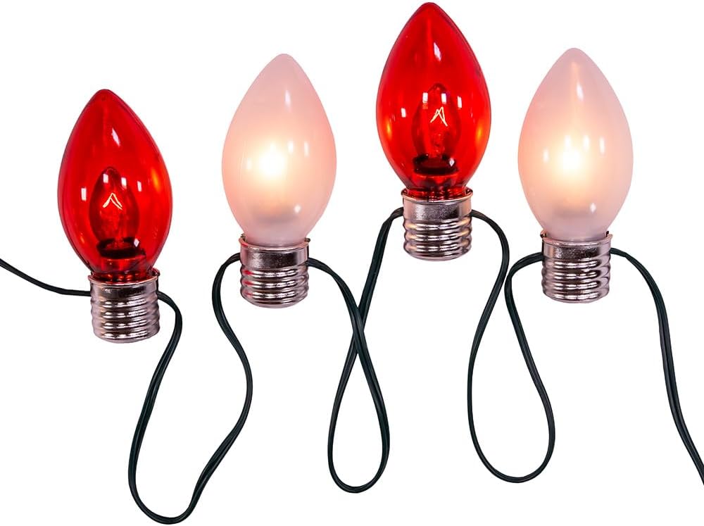 Kurt S. Adler UL 10-Light Red and White Giant C7 Light Set
