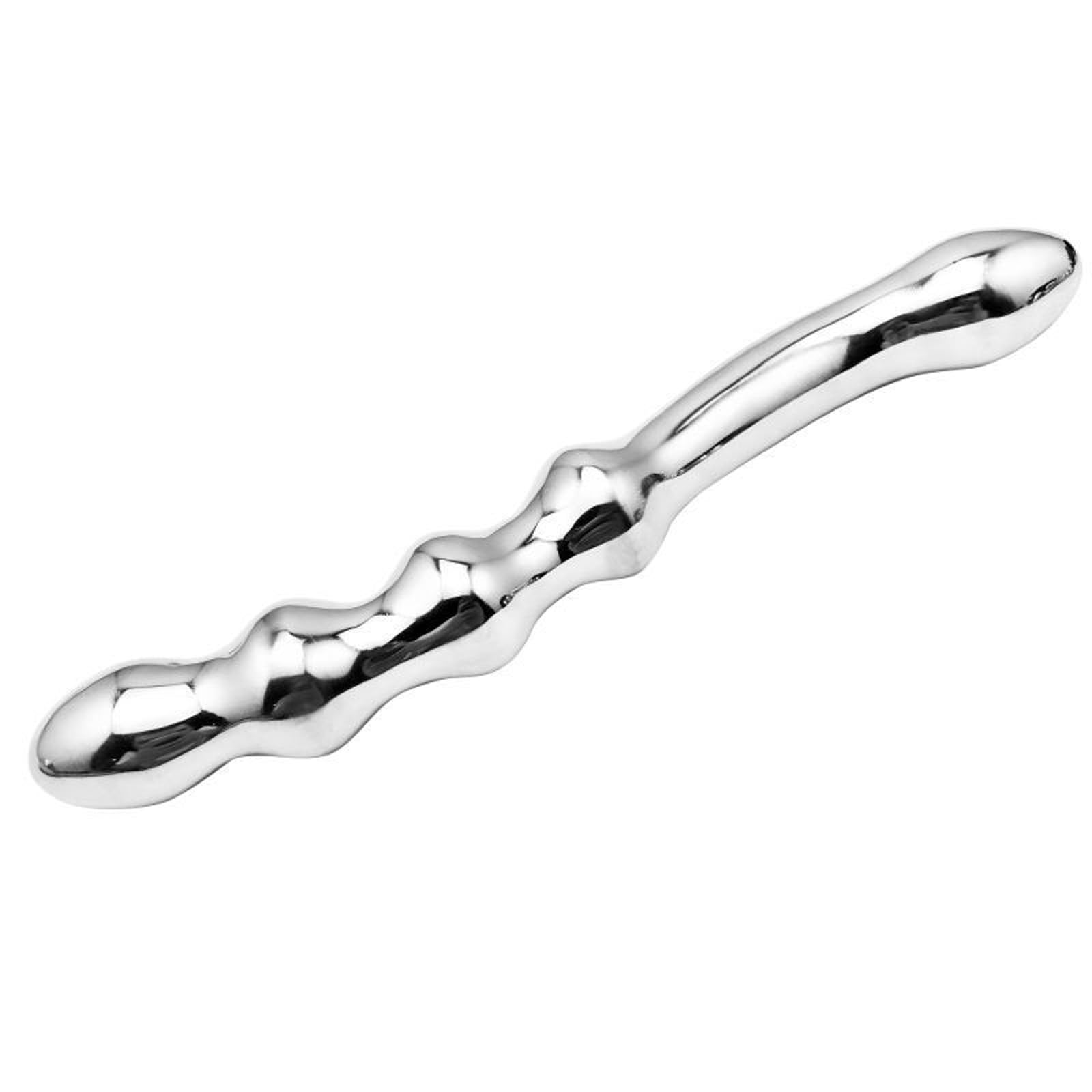 Dildo anale in metallo Dildo doppio Plug anale in acciaio inossidabile Palline anali Masturbazione Pene Prostata Punto G Giocattoli sessuali for uomini Donne(A)